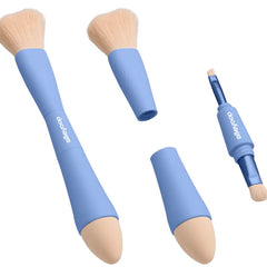 Compact 4-in-1 makeup brush for travel use
Cruelty-free foundation and blush brush combo