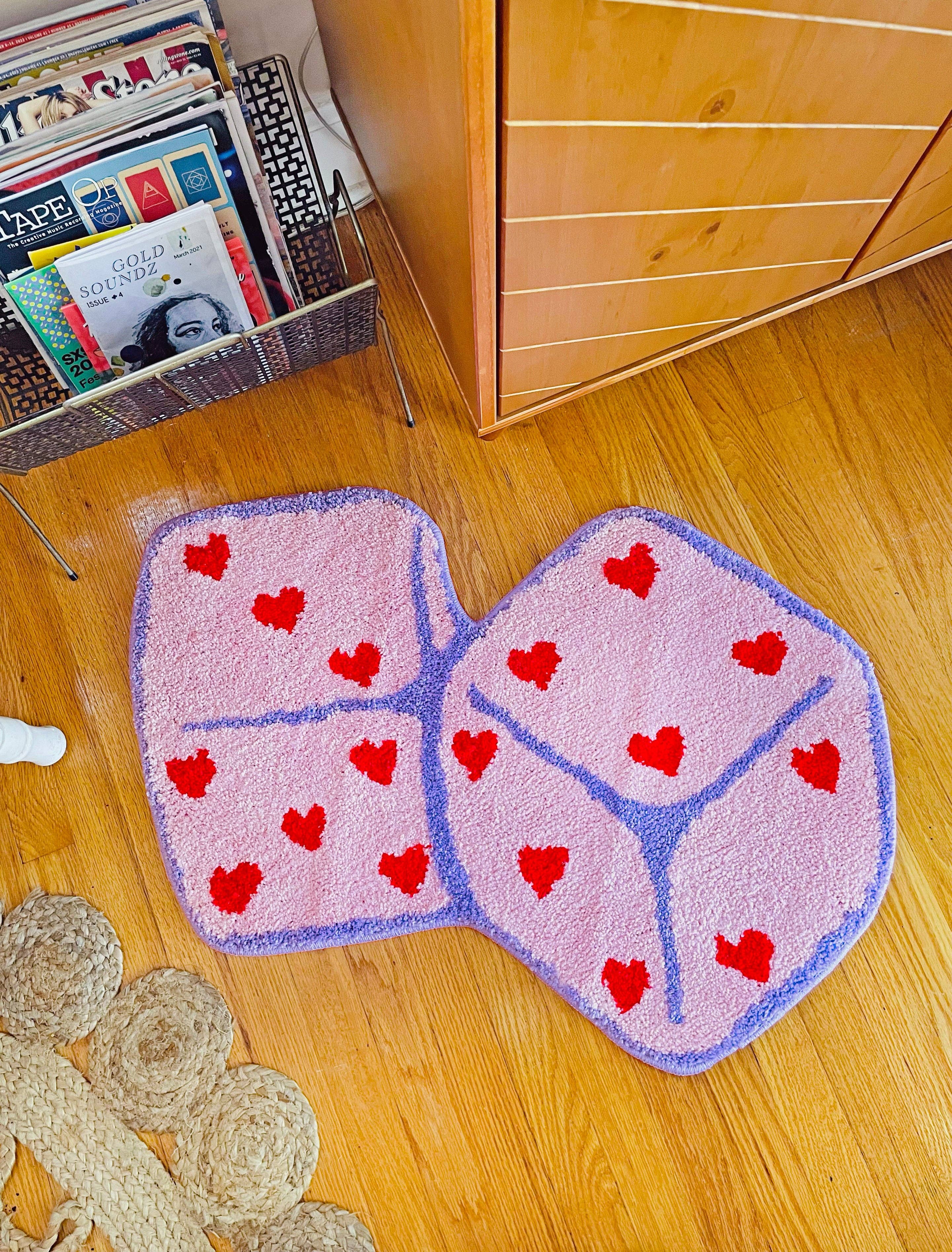 Pink Dice with Hearts Rug