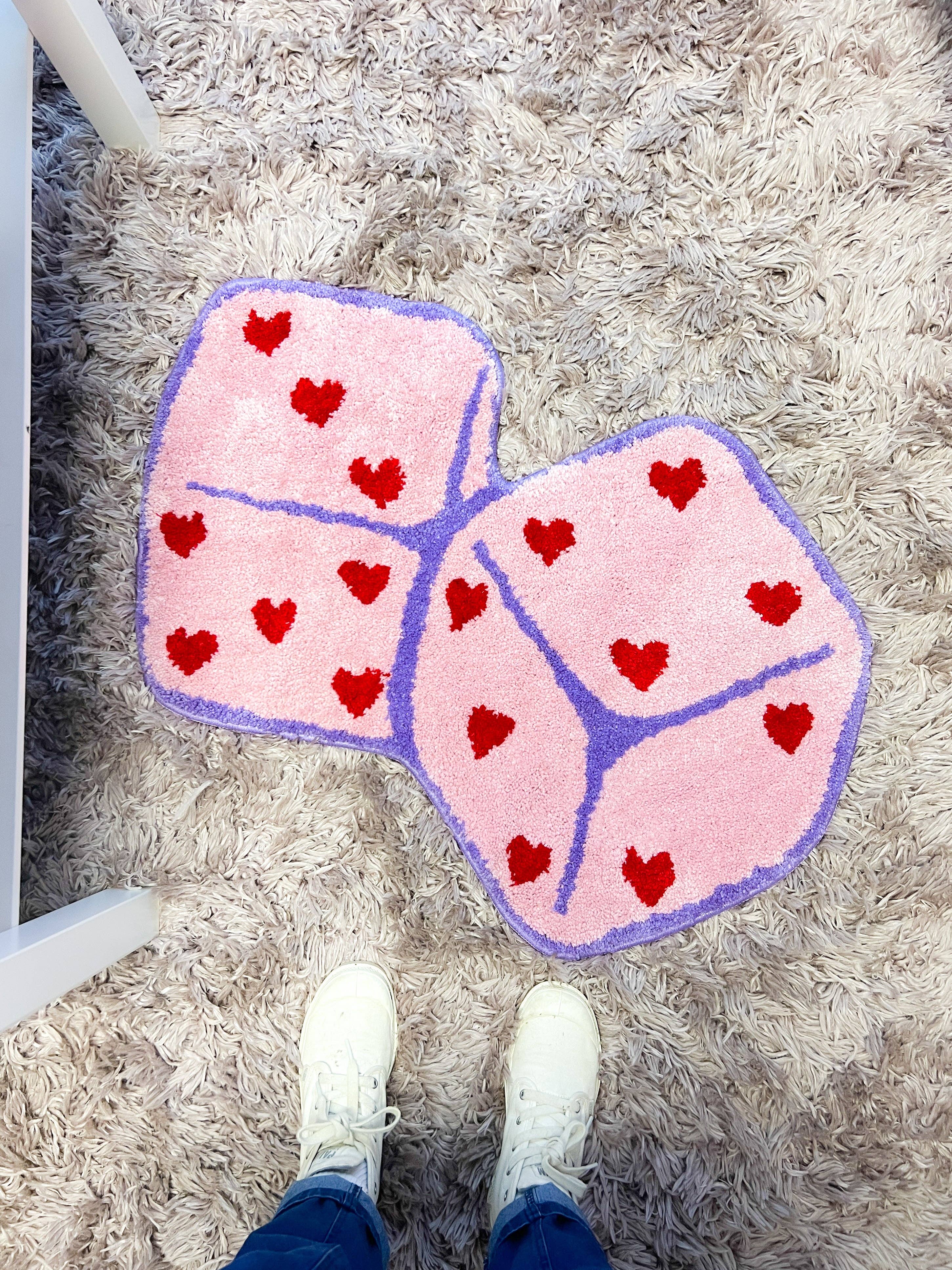 Pink Dice with Hearts Rug