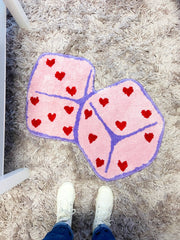 Pink Dice with Hearts Rug