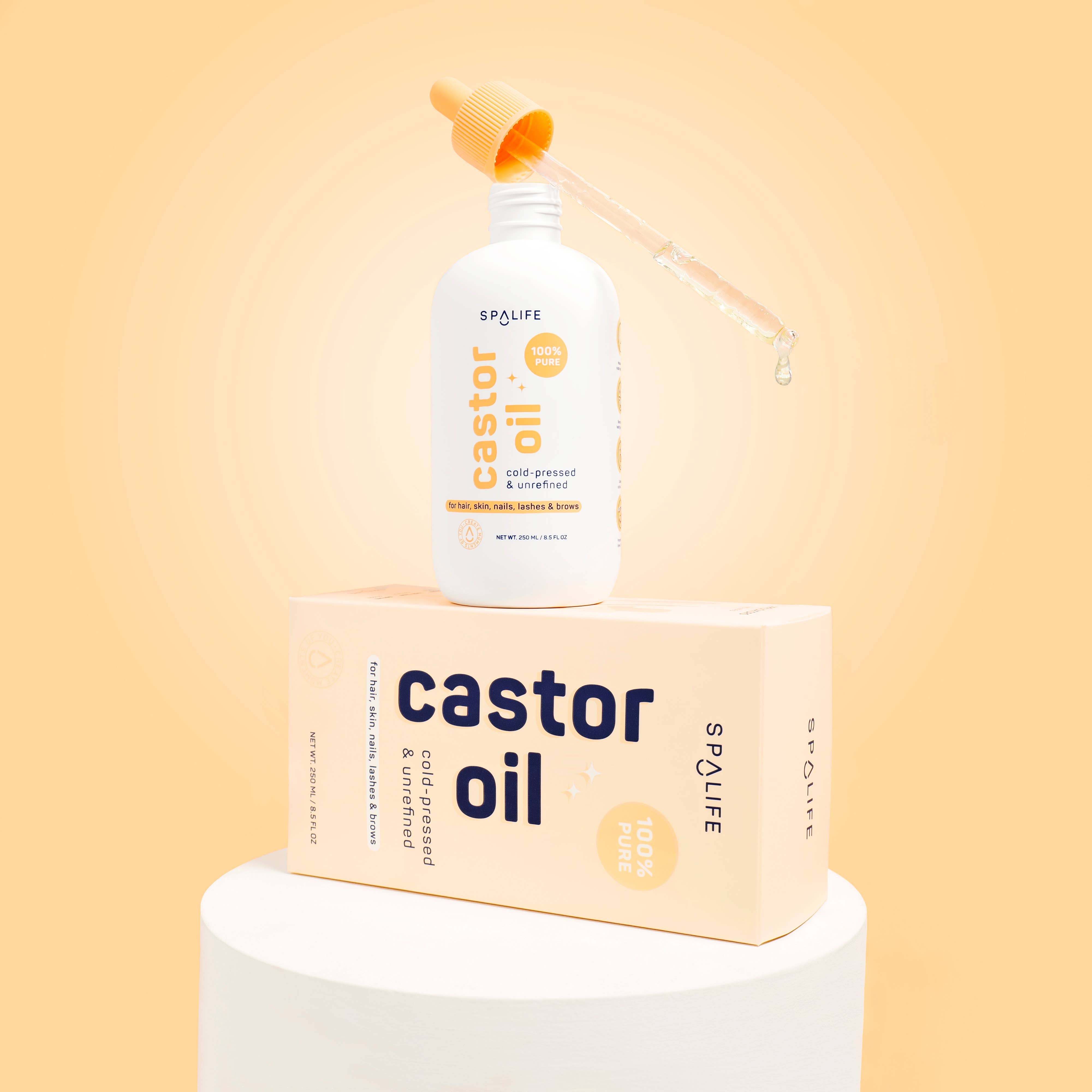 Castor Oil 100% Pure For Hair Skin Lashes - Peach Bottle