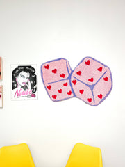 Pink Dice with Hearts Rug