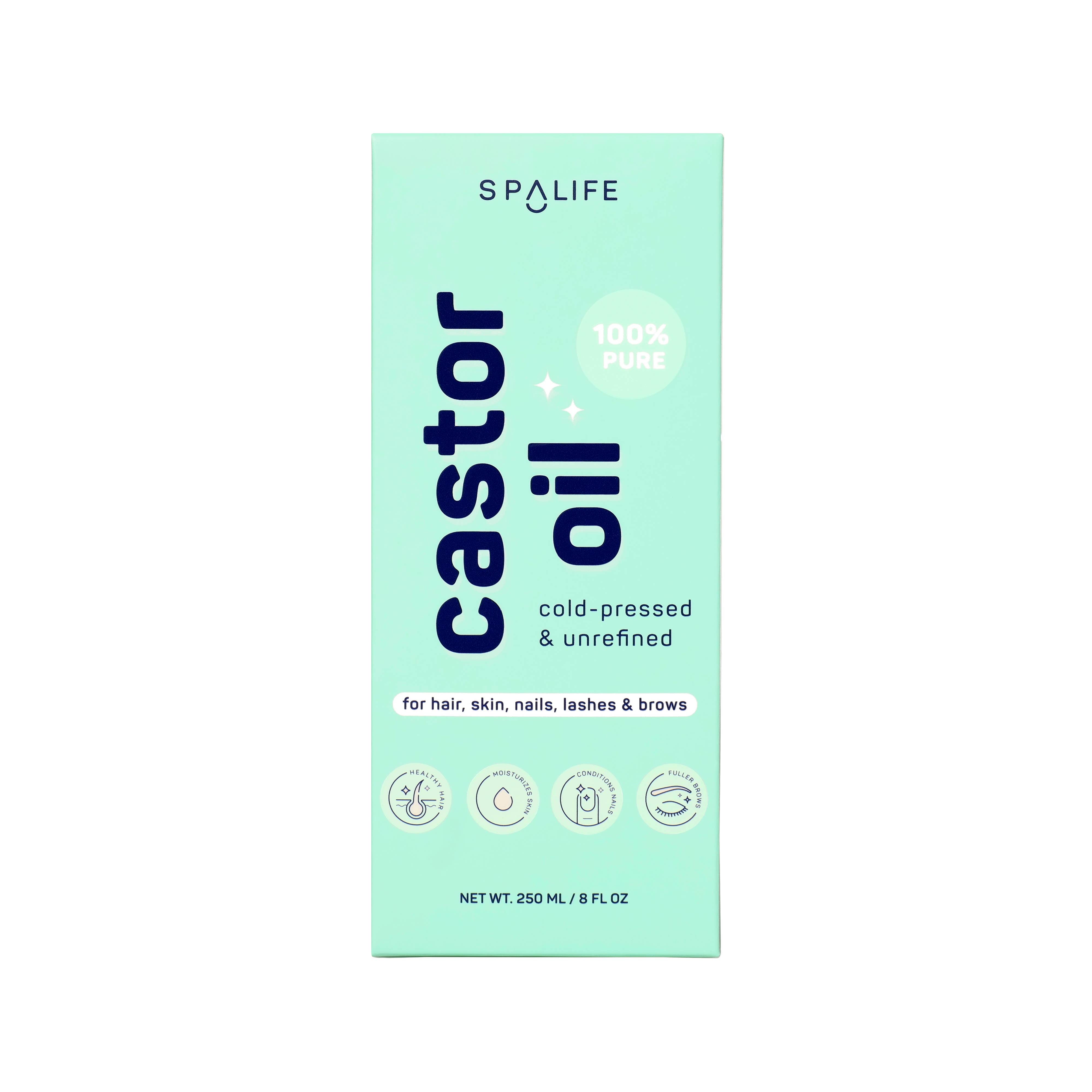 Castor Oil 100% Pure For Hair Skin Lashes- Mint Bottle