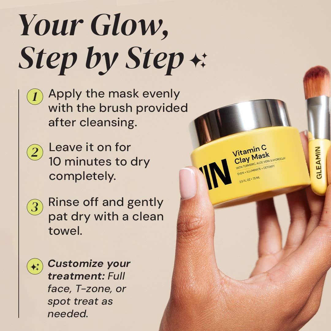 Gleamin - Vitamin C Clay Mask with Brush