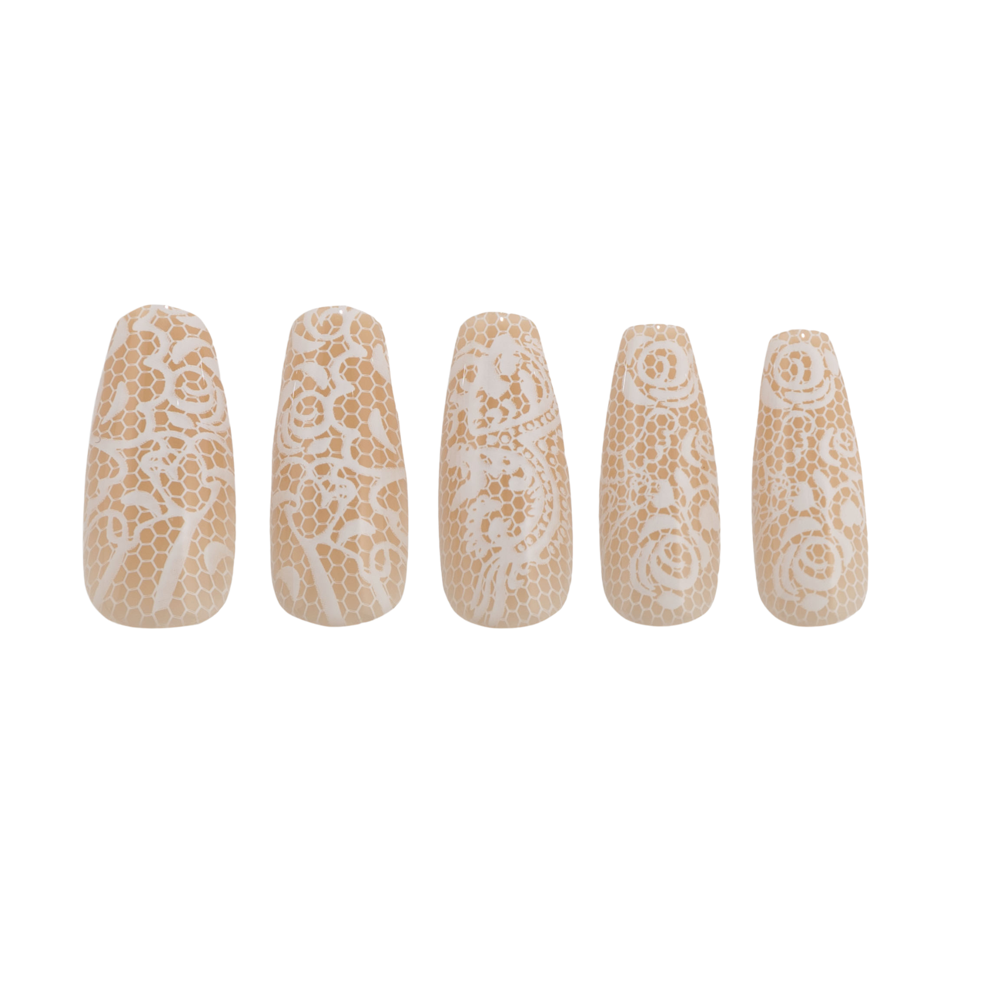 Paint Lab Beige Lace Coffin Press-on Nails