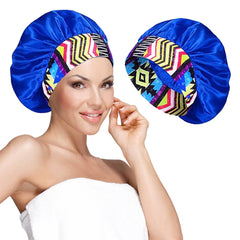Wide Band Satin Bonnet Cap - Blue