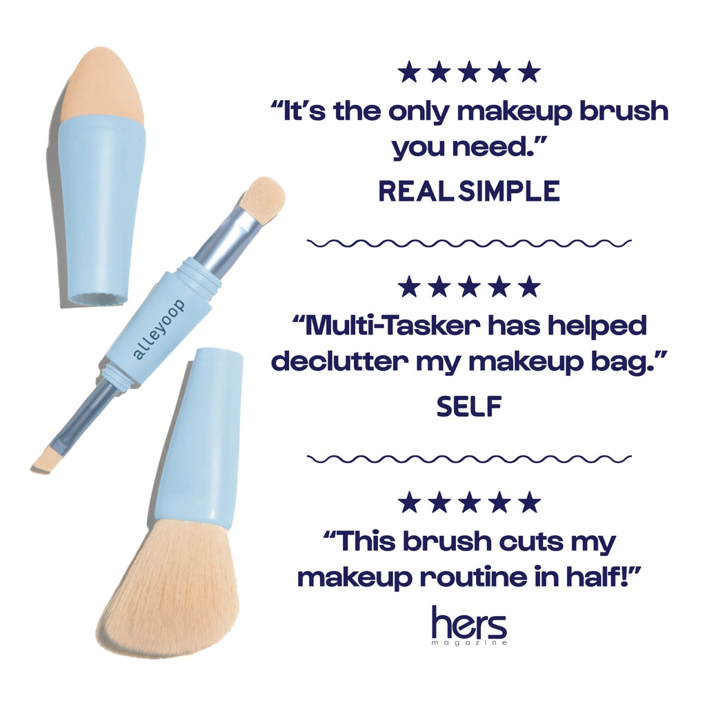 Multi-Tasker 4-in-1 Makeup Brush – Compact Beauty Tool