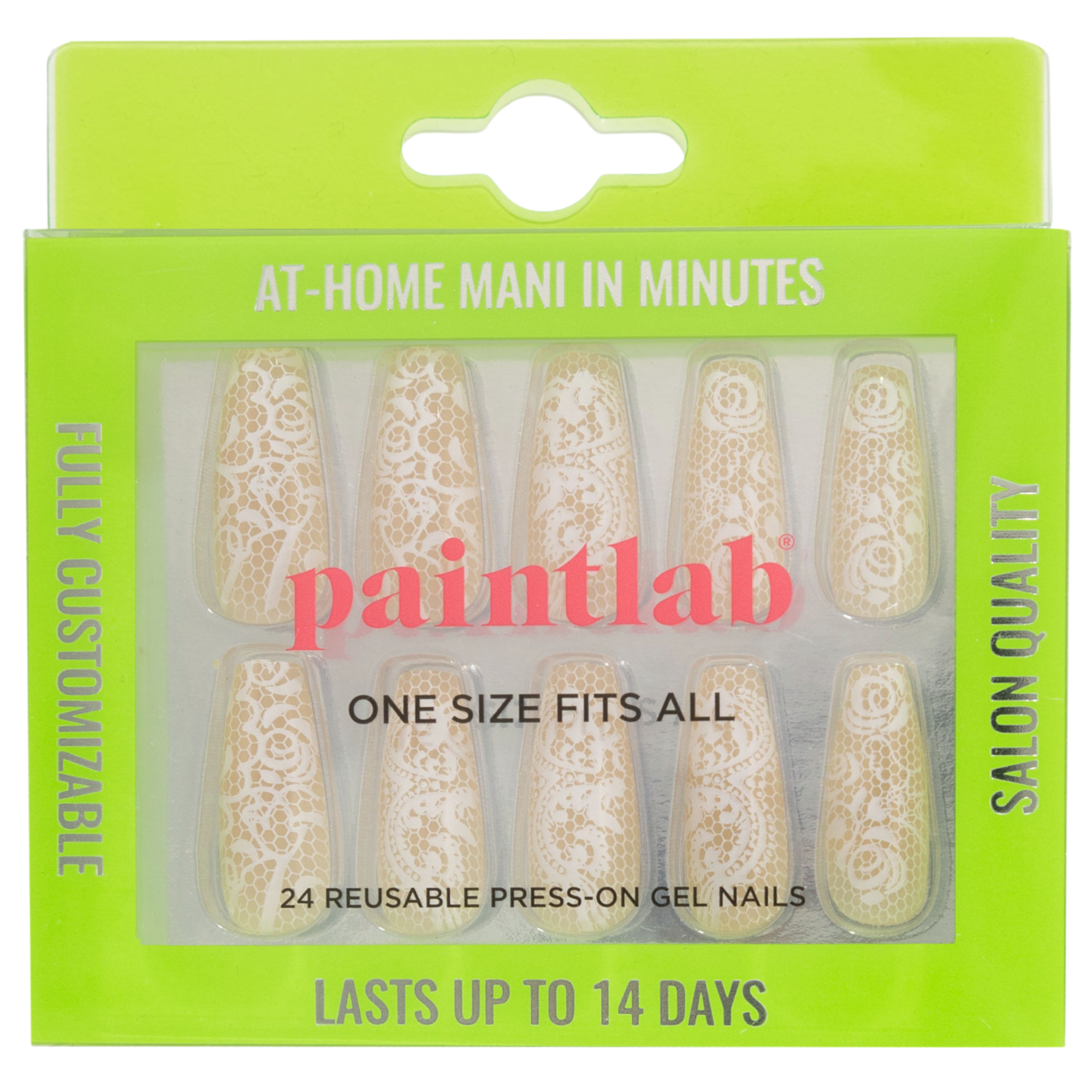 Paint Lab Beige Lace Coffin Press-on Nails
