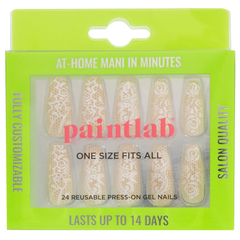 Paint Lab Beige Lace Coffin Press-on Nails