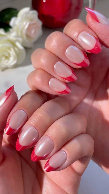 Red Candy Tips Press-on Nails