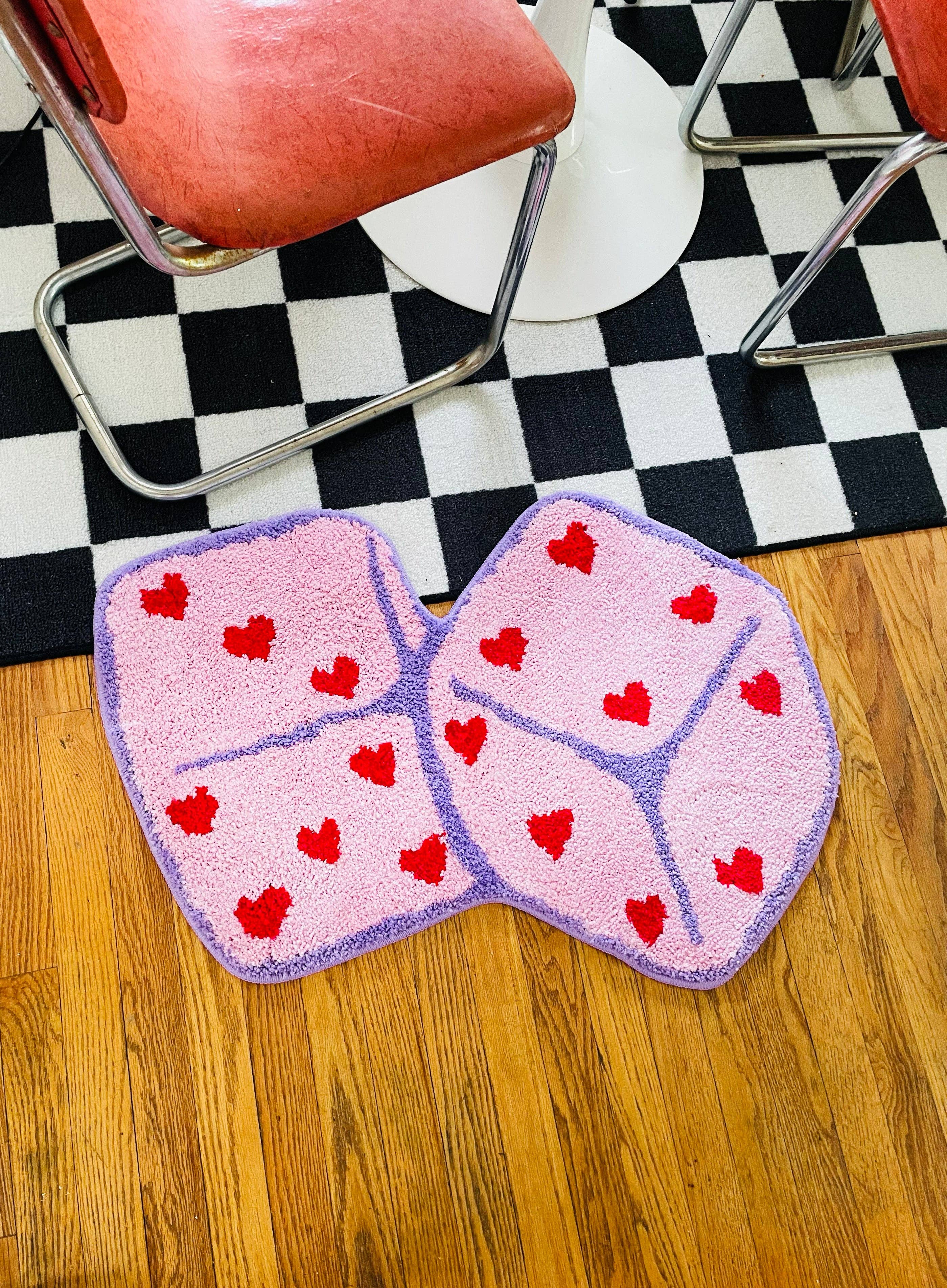 Pink Dice with Hearts Rug