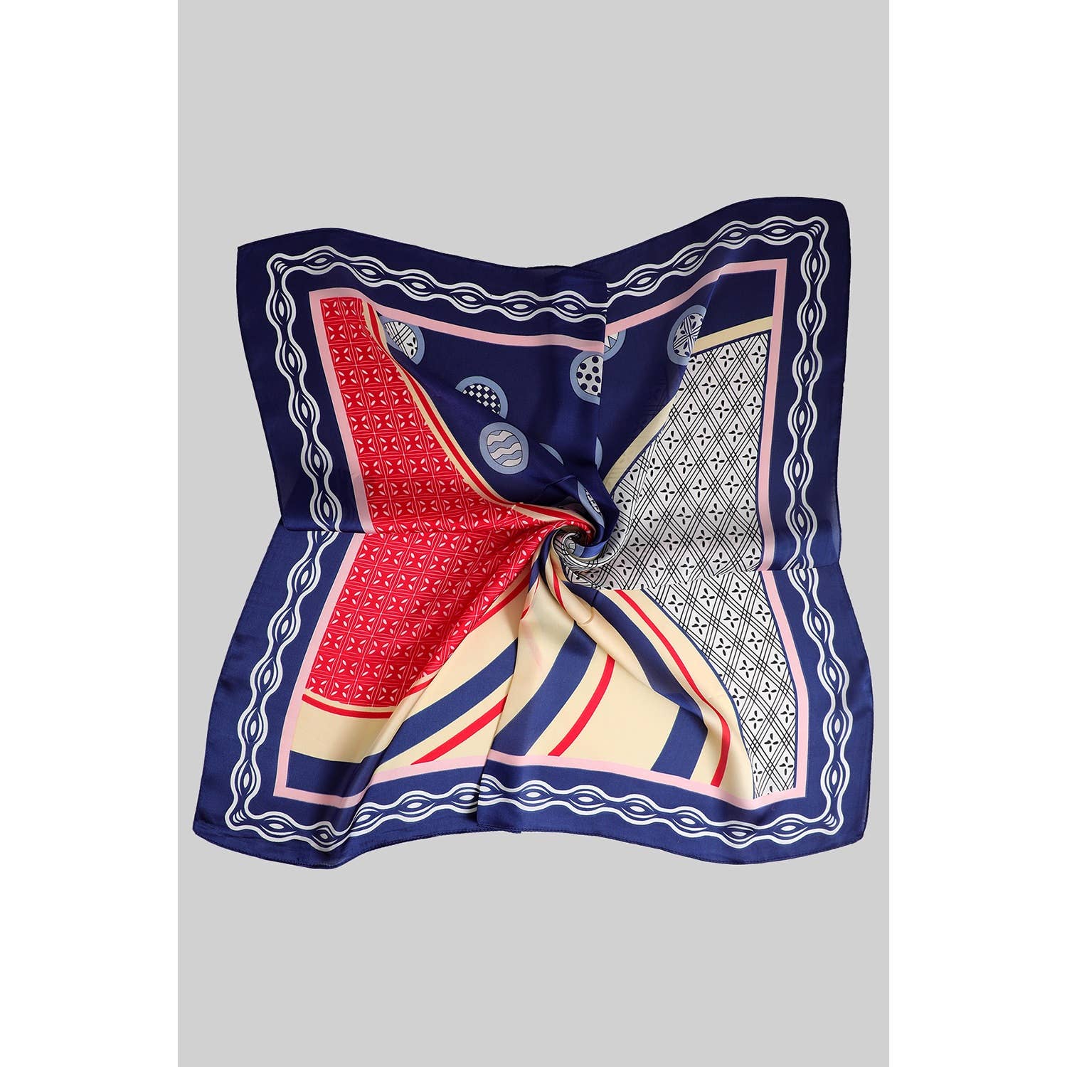 SILKY MULTI PATTERN SQUARE SCARF