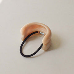 Wide Double Arch Resin Ponytail Hair Tie | Beige