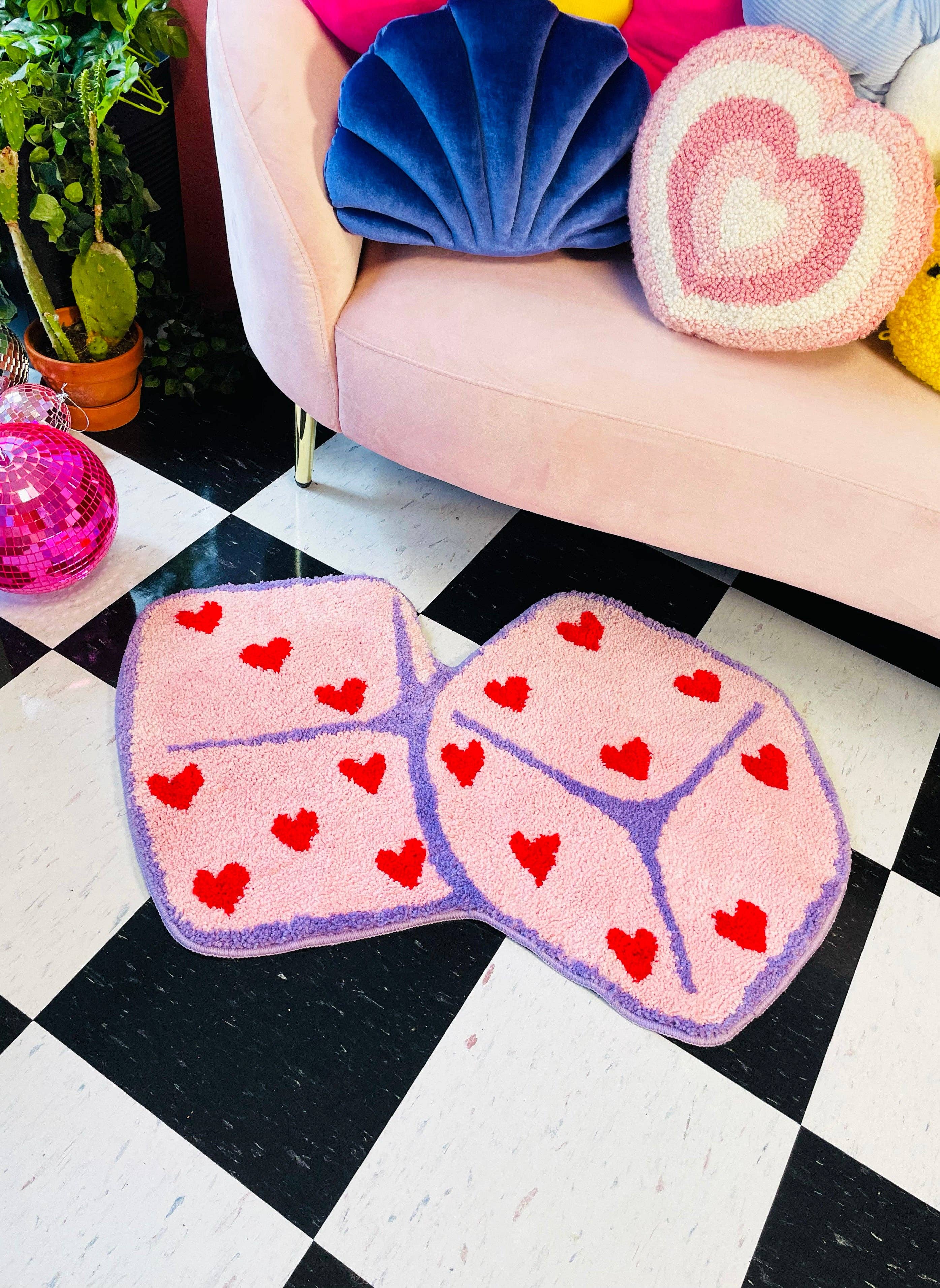 Pink Dice with Hearts Rug