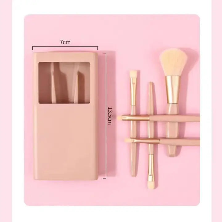 Smoosh - 5-Piece Makeup Brush Set with Mirror, Portable Trav